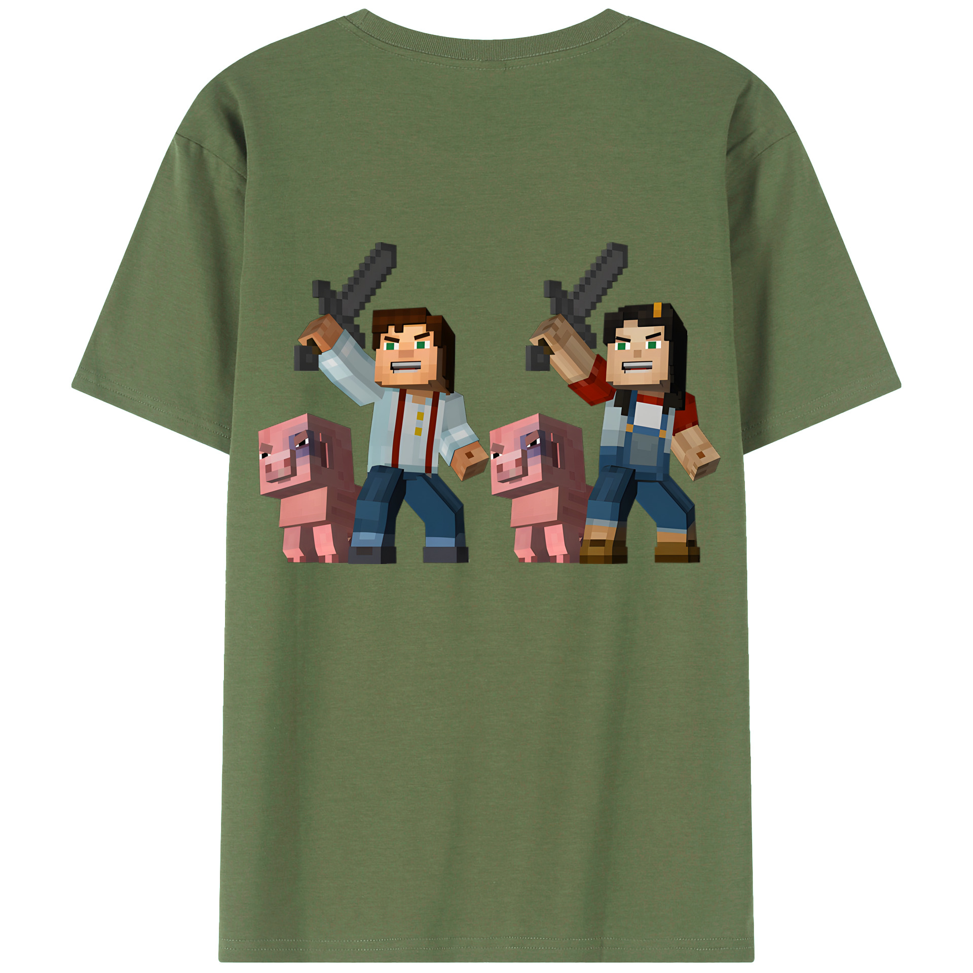 （画像用） マインクラフト ブロックの世界 Minecraft MC Block world 綿100％ メンズ半袖Tシャツ（バックプリント） 通気性